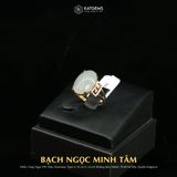  Nhẫn Vàng Ngọc Phỉ Thúy "Bạch Ngọc Minh Tâm" Ngọc Myanmar Type A KT 16.2 x 11.5 x 3.8 Ni 16.6mm  (Không Kén Mệnh) 