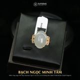  Nhẫn Vàng Ngọc Phỉ Thúy "Bạch Ngọc Minh Tâm" Ngọc Myanmar Type A KT 16.2 x 11.5 x 3.8 Ni 16.6mm  (Không Kén Mệnh) 