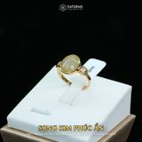  Nhẫn Ngọc Hoàng Phỉ Song Kim Phúc Ẩn Myanmar Type A Vàng Trang Sức 12x10x3.9mm Ni 17mm (Không Kén Mệnh) 