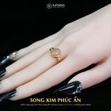  Nhẫn Ngọc Hoàng Phỉ Song Kim Phúc Ẩn Myanmar Type A Vàng Trang Sức 12x10x3.9mm Ni 17mm (Không Kén Mệnh) 