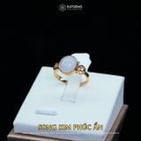  Nhẫn Ngọc Tím Tử La Lan Song Kim Phúc Ẩn Myanmar Type A Vàng Trang Sức 10.5x9.5x4.5mm Ni 16.7mm (Không Kén Mệnh) 