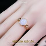  Nhẫn Ngọc Tím Tử La Lan Song Kim Phúc Ẩn Myanmar Type A Vàng Trang Sức 10.5x9.5x4.5mm Ni 16.7mm (Không Kén Mệnh) 