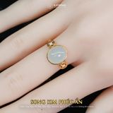  Nhẫn Vàng Ngọc Phỉ Thúy Bạch Ngọc Song Kim Phúc Ẩn Myanmar Type A 11.3x9.6x4.5mm Ni 16mm (Không Kén Mệnh) 