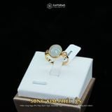  Nhẫn Vàng Ngọc Phỉ Thúy Bạch Ngọc Song Kim Phúc Ẩn Myanmar Type A 11.3x9.6x4.5mm Ni 16mm (Không Kén Mệnh) 