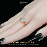  Nhẫn Vàng Ngọc Phỉ Thúy Bạch Ngọc Song Kim Phúc Ẩn Myanmar Type A 11.3x9.6x4.5mm Ni 16mm (Không Kén Mệnh) 
