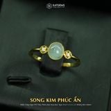  Nhẫn Vàng Ngọc Phỉ Thúy Phiêu Hoa Song Kim Phúc Ẩn Myanmar Type A 6.5x5.5x2.5mm Ni 16.6mm (Không Kén Mệnh) 