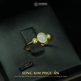  Nhẫn Vàng Ngọc Phỉ Thúy Bạch Ngọc Song Kim Phúc Ẩn Myanmar Type A KT: 6.5 x 5.4 x 2.5mm Ni 16.5mm (Không Kén Mệnh) 