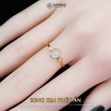  Nhẫn Vàng Ngọc Phỉ Thúy Bạch Ngọc Song Kim Phúc Ẩn Myanmar Type A KT: 6.5 x 5.4 x 2.5mm Ni 16.5mm (Không Kén Mệnh) 