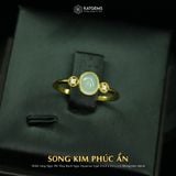  Nhẫn Vàng Ngọc Phỉ Thúy Bạch Ngọc Song Kim Phúc Ẩn Myanmar Type A KT: 6.5 x 5.4 x 2.5mm Ni 16.5mm (Không Kén Mệnh) 