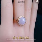  Nhẫn Vàng Ngọc Tím Tử La Lan "Tử La Băng Tâm" Ngọc Myanmar Type A KT 14.2 x 14.2 x 4.2 Ni 17mm  (Không Kén Mệnh) 