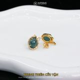  Khuyên Tai Vàng Phụng Thiên Cửu Vận Lam Ngọc KT: 10x8x4li (Không Kén Mệnh) Độc Quyền Katgems 
