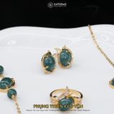  Khuyên Tai Vàng Phụng Thiên Cửu Vận Lam Ngọc KT: 10x8x4li (Không Kén Mệnh) Độc Quyền Katgems 