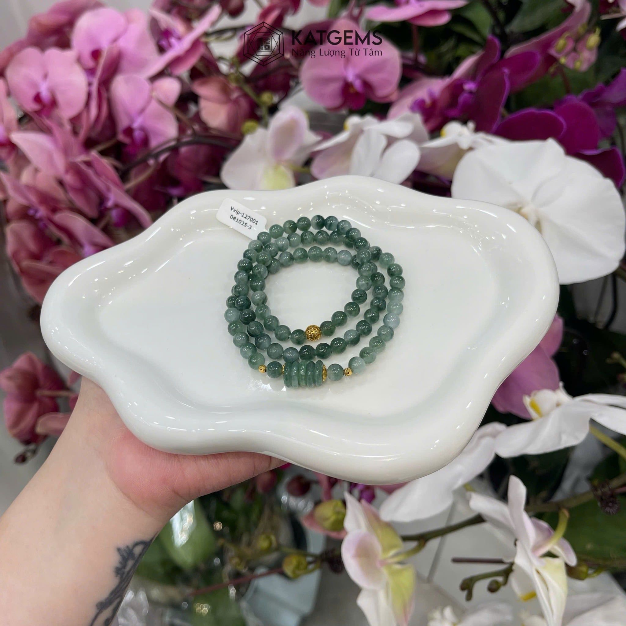  Vòng Chuỗi Ngọc Phỉ Thúy Hoa Bay 6ly Mix Bi Kim Tiền Và Ngũ Điếu (Không Kén Mệnh) Vvip-127001 