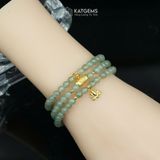  Vòng Chuỗi Ngọc Phỉ Thúy 4.8ly Mix Hoa Sen Và Bi Kim Tiền Vàng (Không Kén Mệnh) 2-127013 