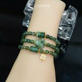  Vòng Chuỗi Ngọc Phỉ Thúy Hoa Bay 5.8ly Mix Ngũ Điếu, Hồ Ly Phượng, Lu Thống Và Cỏ Bốn Lá Nạm Đá Vàng Trang Sức (Không Kén Mệnh) 127011 