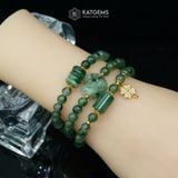  Vòng Chuỗi Ngọc Phỉ Thúy Hoa Bay 5.8ly Mix Ngũ Điếu, Hồ Ly Phượng, Lu Thống Và Cỏ Bốn Lá Nạm Đá Vàng Trang Sức (Không Kén Mệnh) 127011 