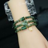  Vòng Chuỗi Ngọc Phỉ Thúy Hoa Bay 5.8ly Mix Ngũ Điếu, Hồ Ly Phượng, Lu Thống Và Cỏ Bốn Lá Nạm Đá Vàng Trang Sức (Không Kén Mệnh) 127011 