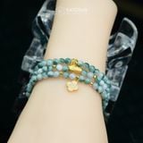  Vòng Chuỗi Ngọc Phỉ Thúy Hoa Bay 4.8ly Mix Bi Kim Tiền, Hạt Gạo Vàng Và Cỏ Bốn Lá Vàng Trang Sức (Không Kén Mệnh) Vip-127006 