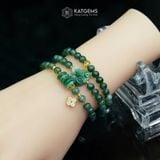  Vòng Chuỗi Ngọc Phỉ Thúy Hoa Bay 5.9ly Mix Hồ Ly Chúa, Ngũ Điếu, Bi Kim Tiền Vàng Và Cỏ Bốn Lá Nạm Đá Vàng Trang Sức (Không Kén Mệnh) Vip-127001 