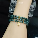  Vòng Chuỗi Ngọc Phỉ Thúy Hoa Bay 5.9ly Mix Bi Kim Tiền Và Cỏ Bốn Lá Nạm Đá Vàng Trang Sức (Không Kén Mệnh) Vvip-127005 
