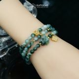  Vòng Chuỗi Ngọc Phỉ Thúy Hoa Bay 5.8ly Mix Hồ Ly, Xu Kim Tiền Vàng Và Cỏ Bốn Lá Nạm Đá Vàng Trang Sức (Không Kén Mệnh) Vvip-127013 