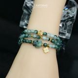 Vòng Chuỗi Ngọc Phỉ Thúy Hoa Bay 5.8ly Mix Hồ Ly, Xu Kim Tiền Vàng Và Cỏ Bốn Lá Nạm Đá Vàng Trang Sức (Không Kén Mệnh) Vvip-127013 