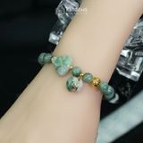  Vòng Đơn Ngọc Phỉ Thúy Hoa Bay 7.8ly Mix Hồ Ly Chúa, Bi Kim Tiền Và Túi Tiền Kim Bảo Vàng Trang Sức (Không Kén Mệnh) 2-200008/3 