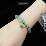  Vòng Đơn Ngọc Phỉ Thúy Hoa Bay 7.8ly Mix Hồ Ly Chúa, Bi Kim Tiền Và Túi Tiền Kim Bảo Vàng Trang Sức (Không Kén Mệnh) 2-200008/3 