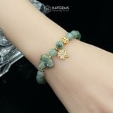  Vòng Đơn Ngọc Phỉ Thúy Hoa Bay 7.8ly Mix Hồ Ly Chúa, Xu Kim Tiền Và Cỏ Bốn Lá Nạm Đá Vàng Trang Sức (Không Kén Mệnh) 2-200008/3 