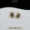  Khuyên Tai Vàng Phụng Thiên Cửu Vận Thạch Anh Tóc Xanh ( Hỏa, Mộc ) KT: 10x8x4li Độc Quyền Katgems 