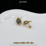  Khuyên Tai Vàng Phụng Thiên Cửu Vận Thạch Anh Tóc Xanh ( Hỏa, Mộc ) KT: 10x8x4li Độc Quyền Katgems 