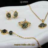  Nhẫn Vàng Phụng Thiên Cửu Vận Thạch Anh Tóc Xanh ( Hỏa, Mộc )  Độc Quyền Katgems 