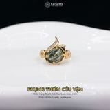  Nhẫn Vàng Phụng Thiên Cửu Vận Thạch Anh Tóc Xanh ( Hỏa, Mộc )  Độc Quyền Katgems 