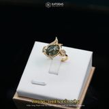  Nhẫn Vàng Phụng Thiên Cửu Vận Thạch Anh Tóc Xanh ( Hỏa, Mộc )  Độc Quyền Katgems 