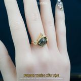  Nhẫn Vàng Phụng Thiên Cửu Vận Thạch Anh Tóc Xanh ( Hỏa, Mộc )  Độc Quyền Katgems 