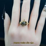  Nhẫn Vàng Phụng Thiên Cửu Vận Thạch Anh Tóc Xanh ( Hỏa, Mộc )  Độc Quyền Katgems 