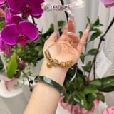  Vòng Lắc Vàng Trang Sức Thạch Anh Tóc Vàng Mix Ngũ Điếu, Lu Thống, Cỏ Bốn Lá Và Túi Tiền Kim Bảo (Thổ, Kim) 