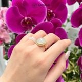  Nhẫn Vàng Ngọc Phỉ Thúy "Bạch Ngọc Minh Tâm" Ngọc Myanmar Type A KT 14.2 x 14.2 x 7 Ni 17mm (Không Kén Mệnh) 