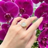  Nhẫn Vàng Ngọc Phỉ Thúy "Bạch Ngọc Minh Tâm" Ngọc Myanmar Type A KT 14.2 x 14.2 x 7 Ni 17mm (Không Kén Mệnh) 