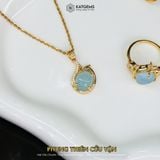  Mặt Dây Chuyền Vàng Phụng Thiên Cửu Vận Đá Aquamarine( Mộc, Thủy ) Độc Quyền Katgems 