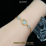  Lắc Vàng Phụng Thiên Cửu Vận Đá Aquamarine (Mộc - Thủy) Độc Quyền Katgems 