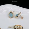  Khuyên Tai Vàng Phụng Thiên Cửu Vận Đá Aquamarine ( Mộc, Thủy ) Độc Quyền Katgems 