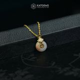  Mặt Dây Chuyền Bạch Ngọc Phớt Hoàng Phỉ KT: 11.5 x 17.5 x 6mm (Không Kén Mệnh) 
