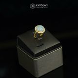  Nhẫn Vàng Ngọc Phỉ Thúy "Bạch Ngọc Minh Tâm" Ngọc Myanmar Type A KT 14.2 x 14.2 x 7 Ni 17mm (Không Kén Mệnh) 