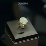  Nhẫn Vàng Ngọc Phỉ Thúy "Bạch Ngọc Minh Tâm" Ngọc Myanmar Type A KT 14.2 x 14.2 x 7 Ni 17mm (Không Kén Mệnh) 