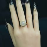  Nhẫn Vàng Ngọc Phỉ Thúy "Bạch Ngọc Minh Tâm" Ngọc Myanmar Type A KT 14.2 x 14.2 x 7 Ni 17mm (Không Kén Mệnh) 