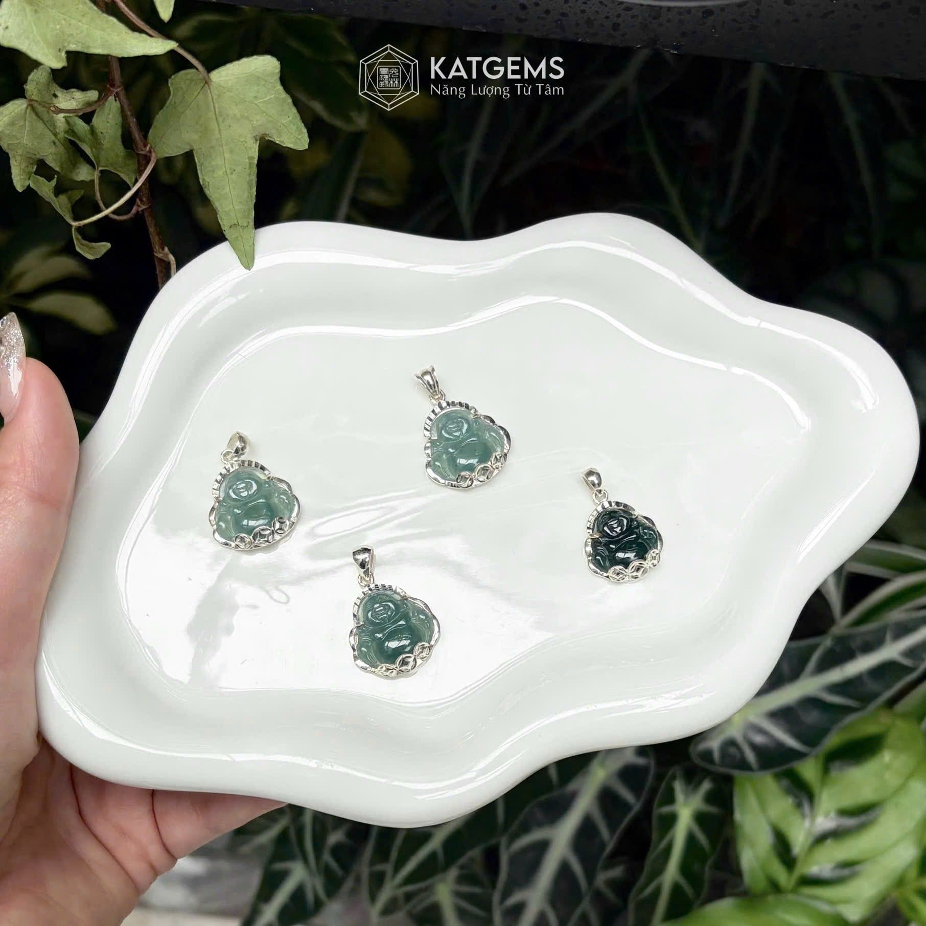  Mặt Phật Di Lặc Lam Ngọc Bọc Bạc KT 18.5 x 20.3 x 3.2mm (Không Kén Mệnh 