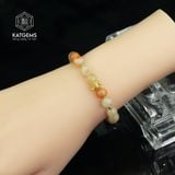  Vòng Đơn Ngọc Hồng Phỉ 7-8li Mix Charm Chú Om (Không Kén Mệnh) 2-131007 