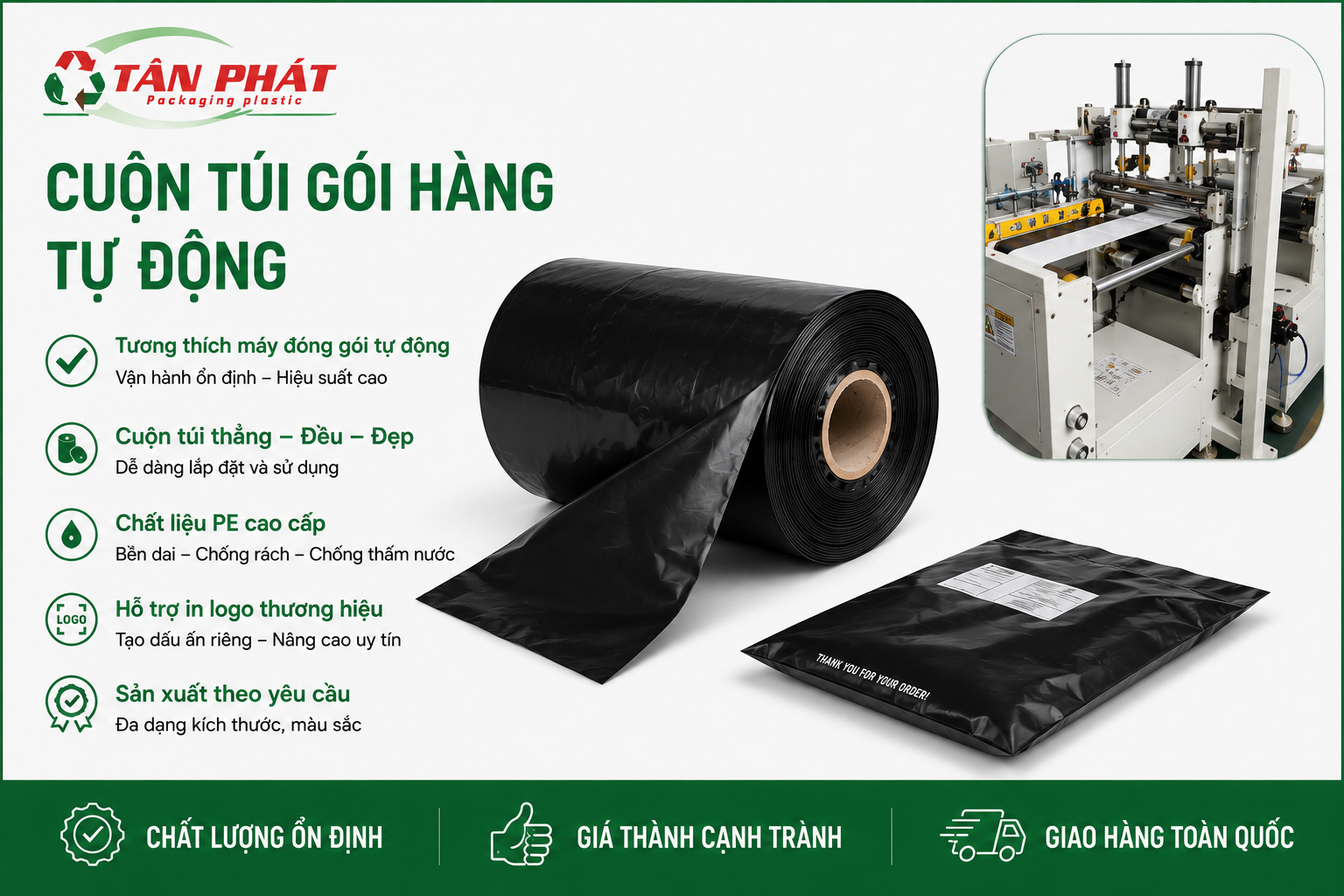 Cuộn túi tương thích máy đóng gói tự động — vận hành ổn định, hiệu suất cao