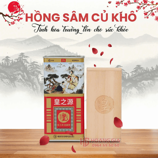 Hồng Sâm Củ Khô Hộp Thiếc Hàn Quốc HG Bio 300g 10 Củ Lớn